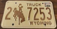 1982 Wyoming Truck License Plate 2 7253 Cowboy Bucking Bronco picture