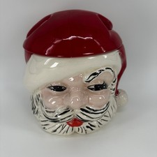 Vintage Santa Claus Cookie Jar Christmas MCM 1950s Art Kitschy Ceramic Vtg Retro picture