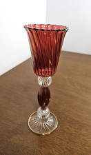 Vintage Votive Candle Holder Made By Zodax Hand Blown Hollowed Stem Ruby Red picture
