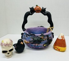 Jim Shore Halloween Basket Oh What A Frightful Night Handcrafted Two Sided picture