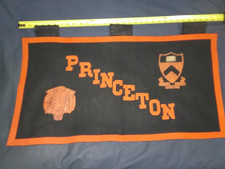 Vintage Princeton University Wool Felt & Leather Tiger Stitched Banner VGC RARE picture