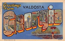 1942 Valdosta Georgia GA Greetings From Large Letter 8A-H3137 Linen Postcard picture