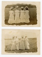 PAIR OF RPPC FRONT AND BACK VIEW OF FOUR WOMEN. Undivided postcard before 1907. picture