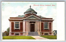 Year 1905-1906 Vintage Postcard of Memorial Library, Rockland, Mass. picture