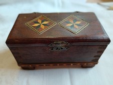 Two Vtg Reuge Romance Swiss Musical movement in Wooden Inlay box picture