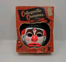 Plastic Mask Halloween Ben Cooper Vtg Circus Clown Hobo Black Light Box Set  picture