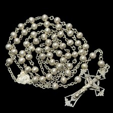 Antique All Sterling Silver Catholic Rosary 19