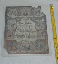 Antique 1925 Lords Prayer Ten Commandments Lithograph Print WC CoTyrone PA AS IS picture