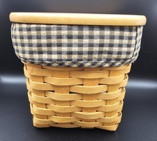 Longaberger Tall Tissue Basket 1999 w/ Lid, Plastic & Fabric Liner – Very Good picture