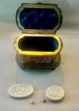 19thC Grand Tour Set Signed Leopold Oudry French Bronze Casket Intaglios Pearls picture
