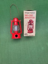 Vintage Miniature Die Cast Metal Red Hurricane Kerosene Lantern Pencil Sharpener picture