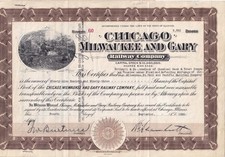 1935 Chicago, Milwaukee & Gary Railroad capital stock certificate picture