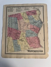 1869 Antique Map of Westminster Vermont VT by FW Beers Hand Colored picture