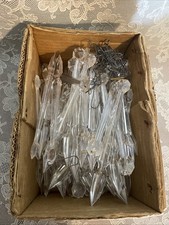 77 Vintage Clear Plastic Prism Icicles Christmas Ornaments Hong Kong picture