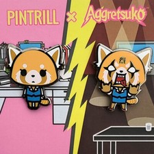 ⚡RARE⚡ PINTRILL x SANRIO Set Of 2 Aggretsuko Pins *BRAND NEW* LIMITED EDITION picture
