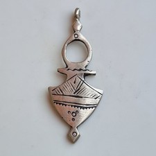 Ancient Antique Pendant Viking Norse Silver engraved Amulet picture