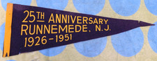 VTG. 1951 RUNNEMEDE NJ PENNANT BANNER 23