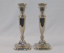 Pr Towle Silversmiths Silverplate Fluted Candlesticks Holders 9