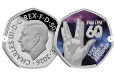 New Release 2026 UK Color 50p Coin. 60 years of Star Trek. Spock Royal Mint picture