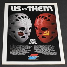 1988 Print Ad Us vs. Them Super Power Face-Off NHL Russia Sports Channel Hockey picture