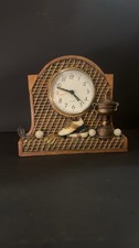 Vintage 3D Golf Theme Mantel Clock Faux Basketweave Trophy Resin Desk Clock picture