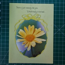 Vintage Yellow Daisy & Ribbon Trim Greeting Card, USED picture
