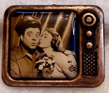 SCARCE VINTAGE 1960's, THE HONEYMOONERS Miniature Television Shaped Pin picture