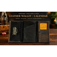 Vintage 1918 Coca-Cola Leather Trifold Wallet Calendar Brown Black Collectible picture