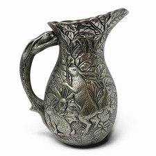 VTG 1979 ARTHUR COURT Bunny Rabbit Garden 64OZ Pitcher Heavy Cast Aluminum HTF picture
