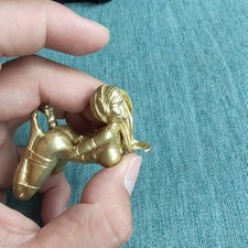 58mm Golden Copper Figure Girl Beauty Lying Down Body Big Plump Model Statue picture