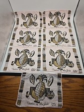Vtg Georges Briard Linen Cocktail Napkins Set 7 Nectar Of The Gods Barware  picture