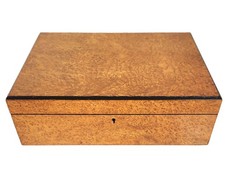 Antique AMERICAN 19th C Burled Walnut Bird Eye Maple CAMPAIGN Flip Top LAP DESK picture