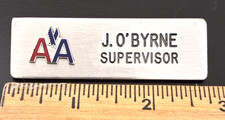vintage AMERICAN AIRLINES 1960s JET AGE METAL NAME BADGE PIN VIGNELLI ERA LOGO picture