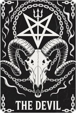 The Devil Skull Vintage Satanic Goat Tin Metal Signs Home Décor 8x12 picture
