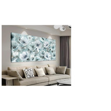 Yearainn Floral Canvas Wall Art - Pictures Wall Decor Turquoise White picture