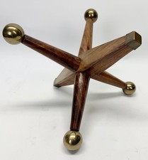 MCM Wooden Jack 8” Vintage Wood Brass  picture