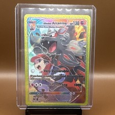Hisuian Arcanine Pokemon yellow foil FAN ART Card  Collectible 130hp nm tg08 picture