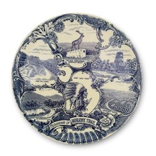 Vintage Mohawk Trail Massachusetts Blue Transferware Souvenir Decorative Plate picture