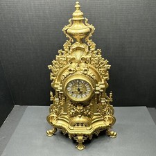 VINTAGE IMPERIAL CAST BRASS MANTLE CLOCK FRAZ HERMLE BAROQUE DESIGN picture
