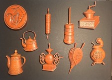 SET OF 9 Vintage SEXTON Orange Cast Iron Metal 1967 Kitchen Wall Hanging Decor picture