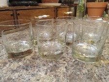 Susquehanna Glass Co. Set of 6 12oz Whiskey Tumblers 1970's Clipper Ship & Birds picture