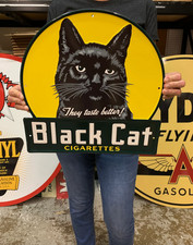 Vintage Style Metal Sign Black Cat 16x16 Made in USA picture