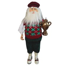 Celebrate It Treasured Santa Golf Santa 16” Figure With Trophy, Corduroy Pants picture