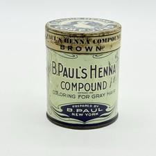 Vntg c1920's B. Paul's Henna Hair Restorer Blond Color Litho Tin, Full, Unopened picture