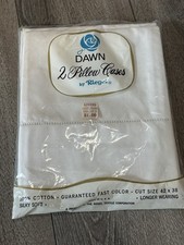 New Sealed Pair Vintage Dawn by Riegel White Pillowcases Cotton Standard USA picture