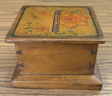 Folk / Tramp Art Cigarette Dispenser Handmade Wooden Box Hand Cut Dovetail c1900 picture