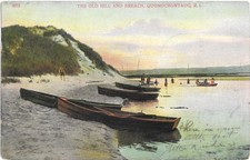 Old Hill and Breach Quonochontaug RI 1907 Postmark Boats Postcard picture