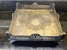 Brass Antique Large Castilian Brass Tray With Elegant Feet picture