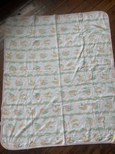 VTG Carters Baby Blanket Cotton Bunny Stroller Cloud Rainbow Pink Trim Polka Dot picture