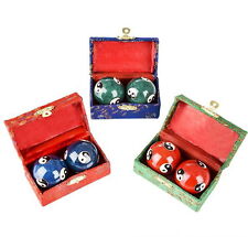 3 SETS CHINESE HEALTH EXERCISE STRESS BAODING BALLS RED, BLUE, GREEN YIN YANG picture